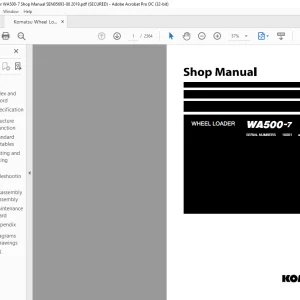 Komatsu WA500-7 Wheel Loader Shop Manual SEN05693-08 - PDF DOWNLOAD