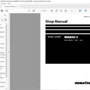 Komatsu WA600-8 Wheel Loader Shop Manual SEN06579-10 - PDF DOWNLOAD