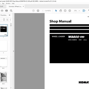 Komatsu WA600-8E0 Wheel Loader Shop Manual SEN06766-02 - PDF DOWNLOAD