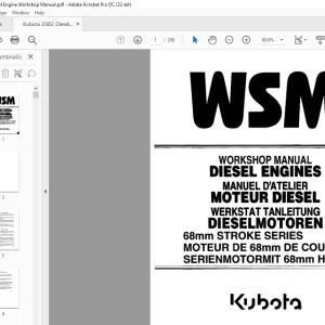 Kubota 68mm Stroke Series Diesel Engines Workshop Manual - PDF DOWNLOAD