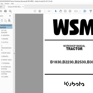Kubota B1830 B2230 B2530 B3030 Tractor Workshop Manual - PDF DOWNLOAD