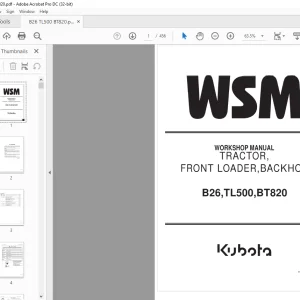 Kubota B26 TL500 BT820 Tractor, Front Loader, Backhoe Workshop Manual - PDF DOWNLOAD