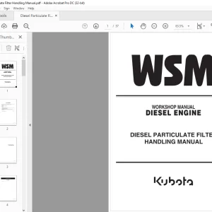 Kubota Diesel Engine Diesel Particulate Filter Handling Workshop Manual  - PDF DOWNLOAD