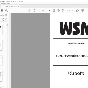 Kubota F2260 F2560(E) F3060 F3560 Front Mount Mower Workshop Manual - PDF DOWNLOAD