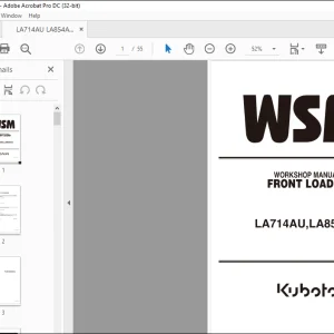 Kubota Front Loader LA714AU LA854AU Workshop Manual - PDF DOWNLOAD