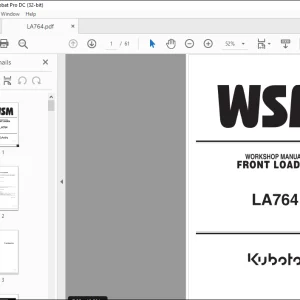 Kubota Front Loader LA764 Workshop Manual - PDF DOWNLOAD