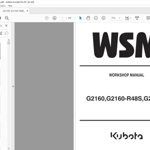 Kubota Garden Tractor G2160 G2160-R48S G2460G Workshop Manual - PDF DOWNLOAD