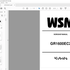 Kubota Garden Tractor GR1600EC2 Workshop Manual - PDF DOWNLOAD