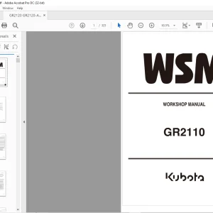 Kubota Garden Tractor GR2100 Workshop Manual - PDF DOWNLOAD