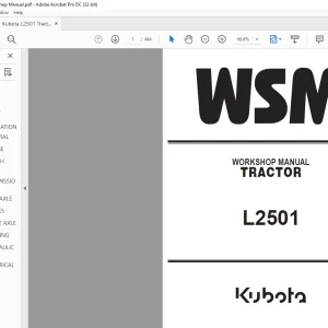 Kubota Garden Tractor L2501 Workshop Manual - PDF DOWNLOAD
