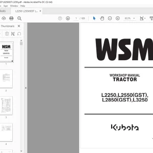 Kubota L2250 L2550(GST) L2850(GST) L3250 Tractor Workshop Manual - PDF DOWNLOAD