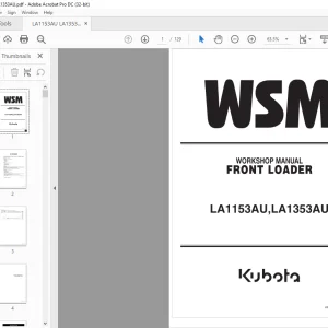 Kubota LA 1153AU LA 1353AU Front Loader Workshop Manual - PDF DOWNLOAD