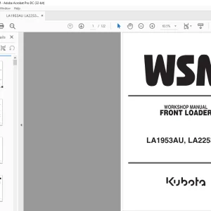 Kubota LA1953AU LA2253AU Front Loader Workshop Manual - PDF DOWNLOAD
