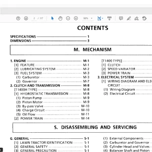 Kubota Lawn Tractor T1400 T1400H Workshop Manual - PDF DOWNLOAD