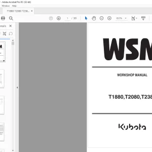 Kubota Lawn Tractor T1880, T2080, T2380 Workshop Manual - PDF DOWNLOAD