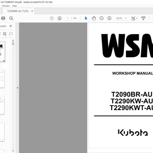 Kubota Lawn Tractor T2090BR-AU T2290KW-AU T2290KWT-AU Workshop Manual - PDF DOWNLOAD