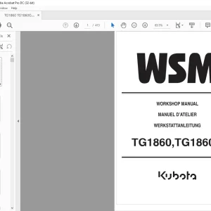Kubota Lawn Tractor TG1860 TG1860G Workshop Manual - PDF DOWNLOAD