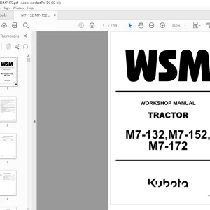 Kubota M7-132 M7-152 M7-172 Tractor Workshop Manual - PDF DOWNLOAD