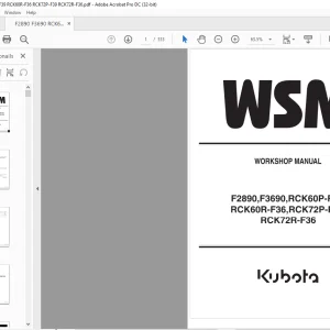 Kubota Rotary Mower F2890 F3690 RCK60P-F39 RCK60R-F36 RCK72P-F39 RCK72R-F36 Workshop Manual - PDF DOWNLOAD