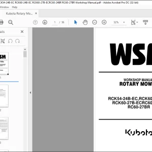 Kubota Rotary Mower RCK54-24B-EC RCK60-24B-EC RCK60-27B-ECRC60-24BR RC60-27BR Workshop Manual - PDF DOWNLOAD