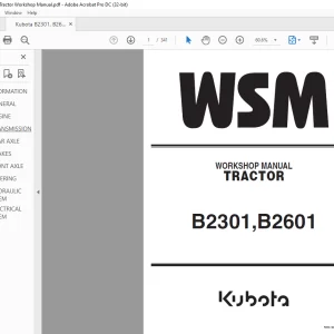 Kubota Tractor B2301 B2601 Workshop Manual - PDF DOWNLOAD