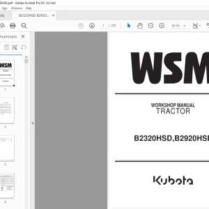 Kubota Tractor B2320HSD B2920HSD Workshop Manual - PDF DOWNLOAD