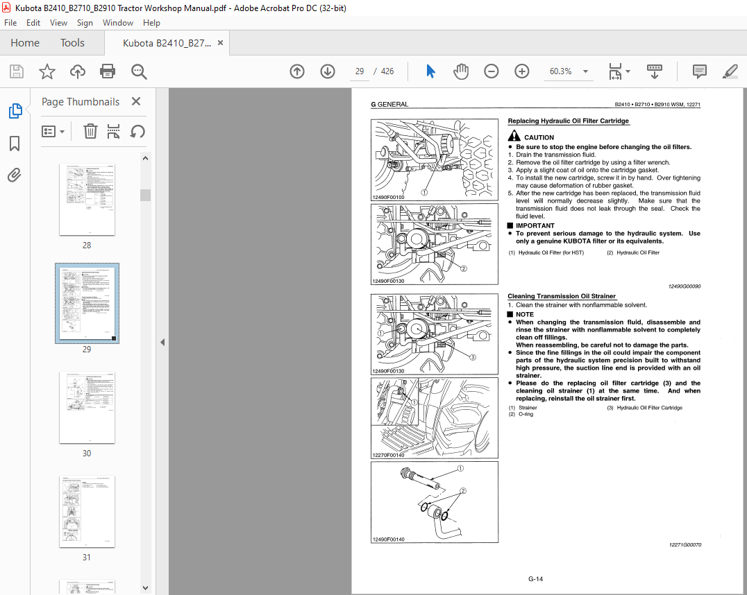 Kubota Tractor B2410 B2710 B2910 Workshop Manual - PDF DOWNLOAD ...