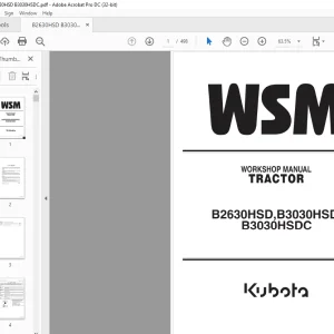 Kubota Tractor B2630HSD B3030HSD B3030HSDC Workshop Manual - PDF DOWNLOAD