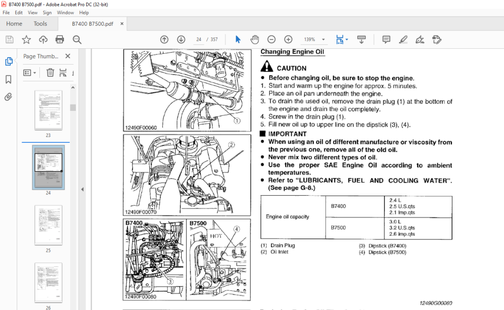 Kubota Tractor B7400 B7500 Workshop Manual - PDF DOWNLOAD ...