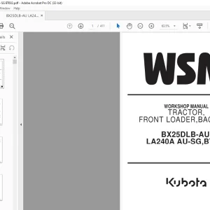Kubota Tractor BX25D Front Loader LA240A AU-SG Backhoe BT602 Workshop Manual - PDF DOWNLOAD