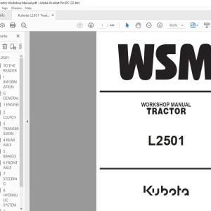 Kubota Tractor L2501 Workshop Manual - PDF DOWNLOAD