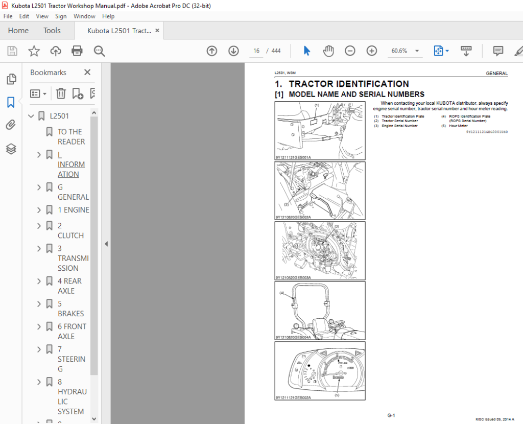 Kubota Tractor L2501 Workshop Manual - PDF DOWNLOAD - HeyDownloads ...