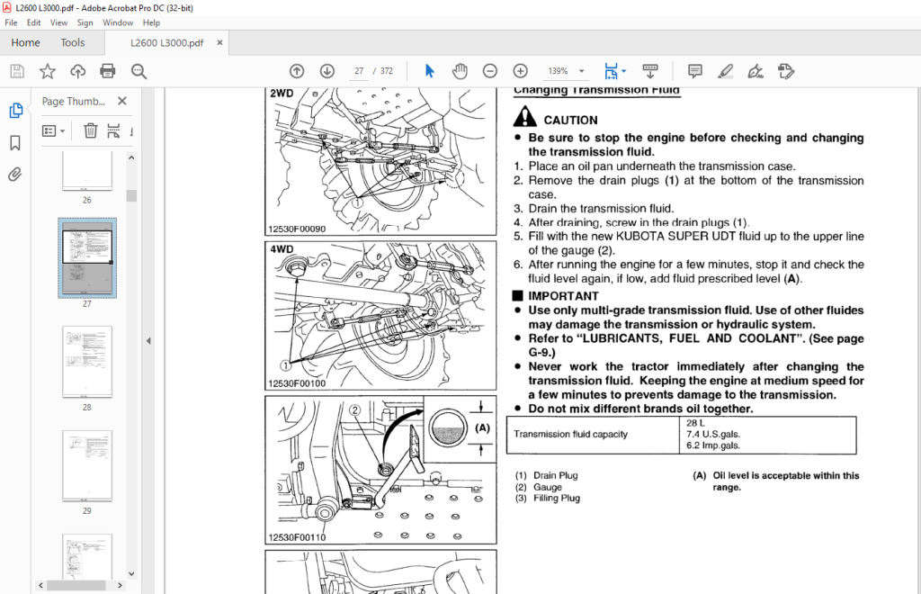 Kubota Tractor L2600 L3000 Workshop Manual - PDF DOWNLOAD ...