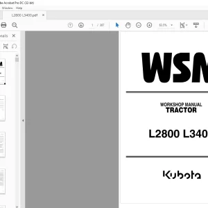 Kubota Tractor L2800 L3400 Workshop Manual - PDF DOWNLOAD