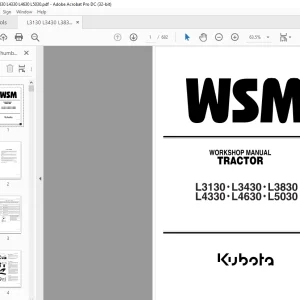 Kubota Tractor L3130 L3430 L3830 L4330 L4630 L5030 Workshop Manual - PDF DOWNLOAD