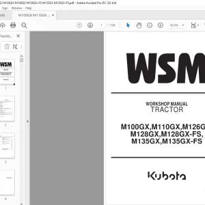 Kubota Tractor M100GX M110GX M126GX M128GX M128GX-FS M135GX M135GX-FS Workshop Manual - PDF DOWNLOAD