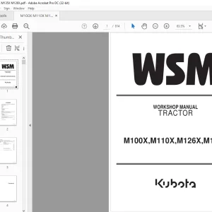 Kubota Tractor M100X M110X M126X M135X Workshop Manual - PDF DOWNLOAD