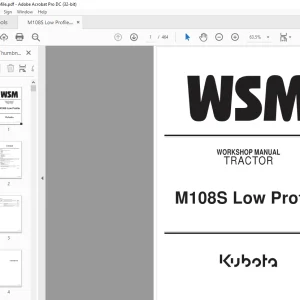 Kubota Tractor M108S Low Profile Workshop Manual - PDF DOWNLOAD