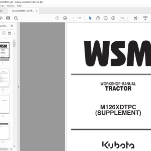 Kubota Tractor M126XDTPC SUPPLEMENT Workshop Manual - PDF DOWNLOAD