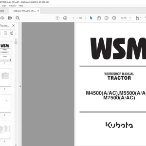 Kubota Tractor M4500(A-AC) M5500(A-AC) M7500(A-AC) Workshop Manual - PDF DOWNLOAD