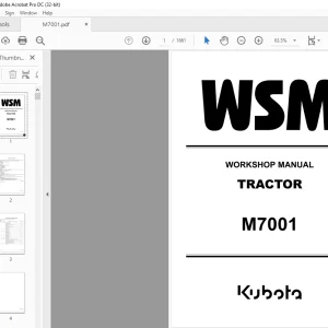 Kubota Tractor M7001 Workshop Manual - PDF DOWNLOAD
