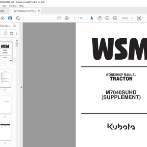Kubota Tractor M7040SUH SUPPLEMENT Workshop Manual - PDF DOWNLOAD