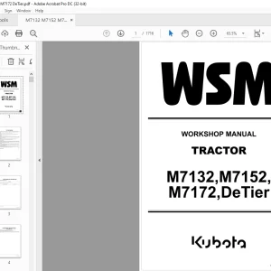 Kubota Tractor M7132 M7152 M7172 DeTier Workshop Manual - PDF DOWNLOAD