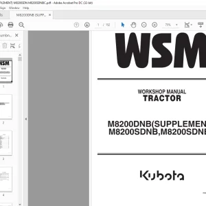 Kubota Tractor M8200DNB (SUPPLEMENT) M8200SDNB M8200SDNBC Workshop Manual - PDF DOWNLOAD
