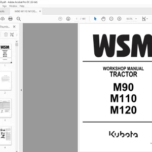 Kubota Tractor M90 M110 M120 Workshop Manual - PDF DOWNLOAD