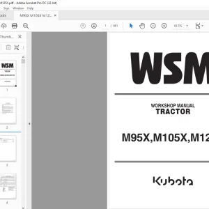 Kubota Tractor M95X M105X M125X Workshop Manual - PDF DOWNLOAD