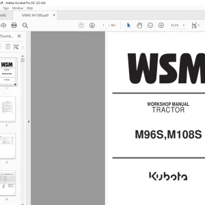 Kubota Tractor M96S M108S Workshop Manual - PDF DOWNLOAD