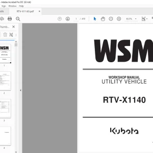 Kubota Utility Vehicle RTV-X1140 Workshop Manual - PDF DOWNLOAD
