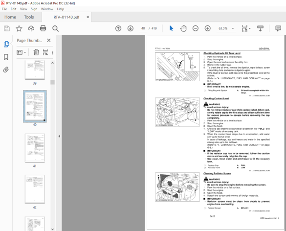 Kubota Utility Vehicle RTV-X1140 Workshop Manual - PDF DOWNLOAD ...