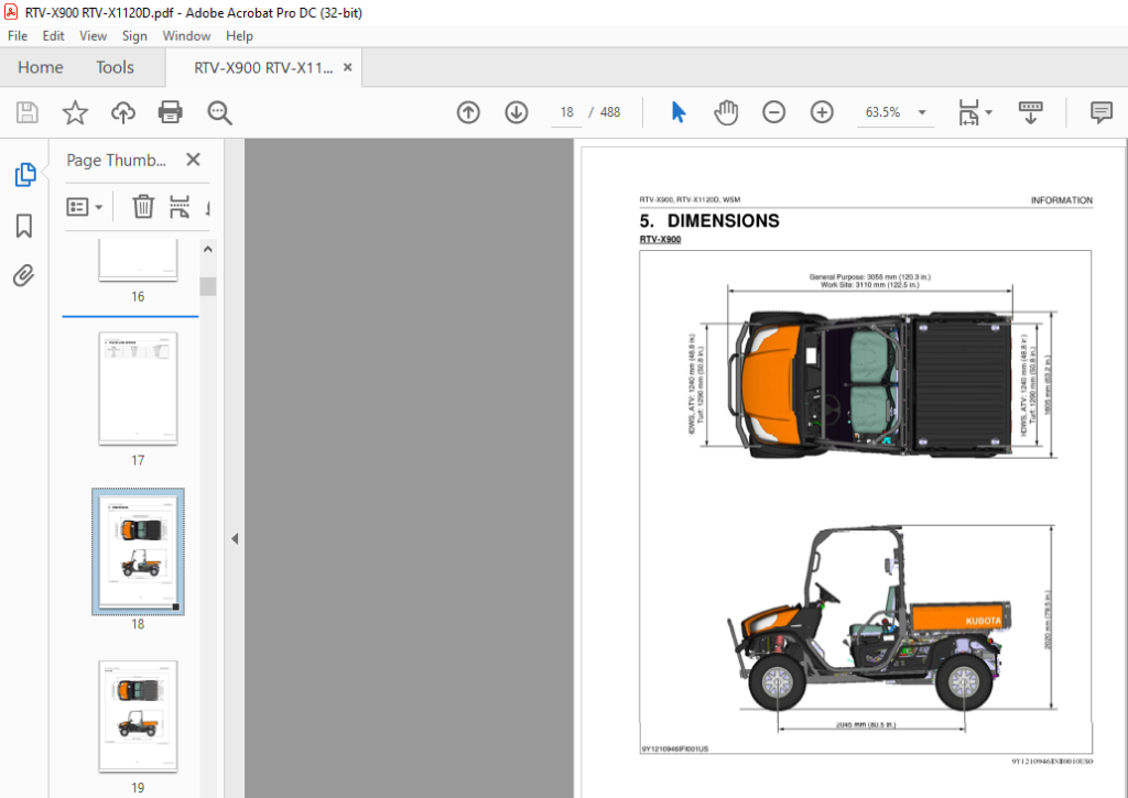 Kubota Utility Vehicle RTV-X900 RTV-X1120D Workshop Manual - PDF ...